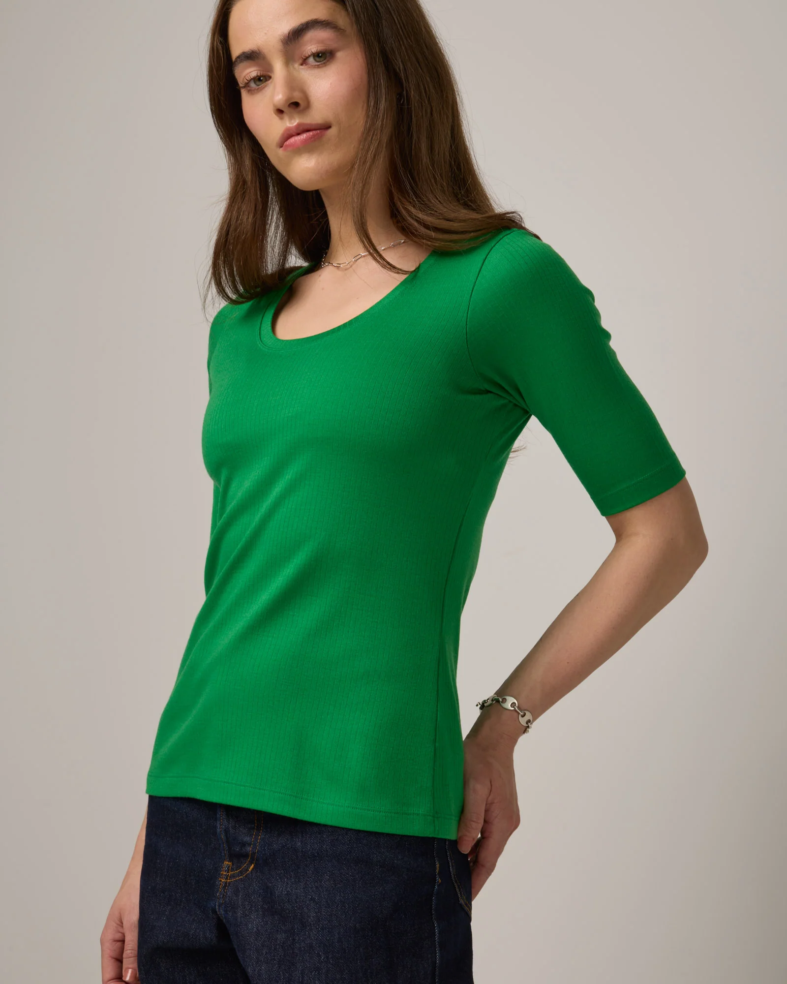 Celine Ribbed Elbow Sleeve Tee - Image 4